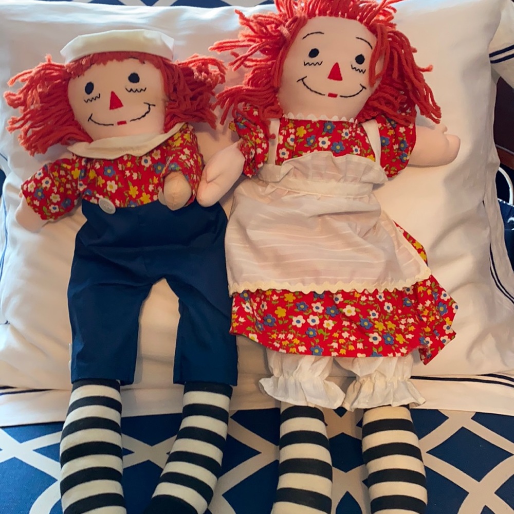 Vintage Hand made Raggedy Ann and Andy dolls